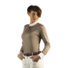 Damespolo Kavala met lange mouwen Flags & Cup - Taupe