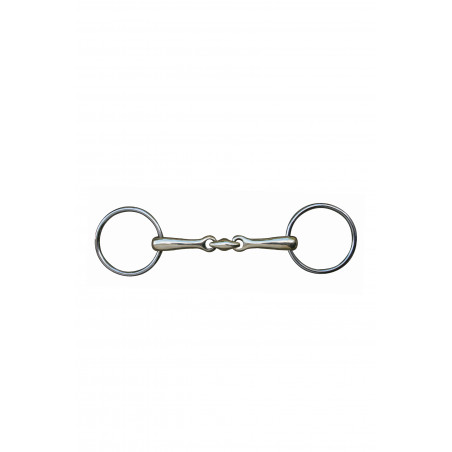 HKM dubbelgebroken bit 16 mm nieuwzilver ringen roestvrij staal