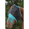 Weatherbeeta ComFiTec Deluxe Mesh vliegenmasker met oren en franjes - Zwart / turquoise