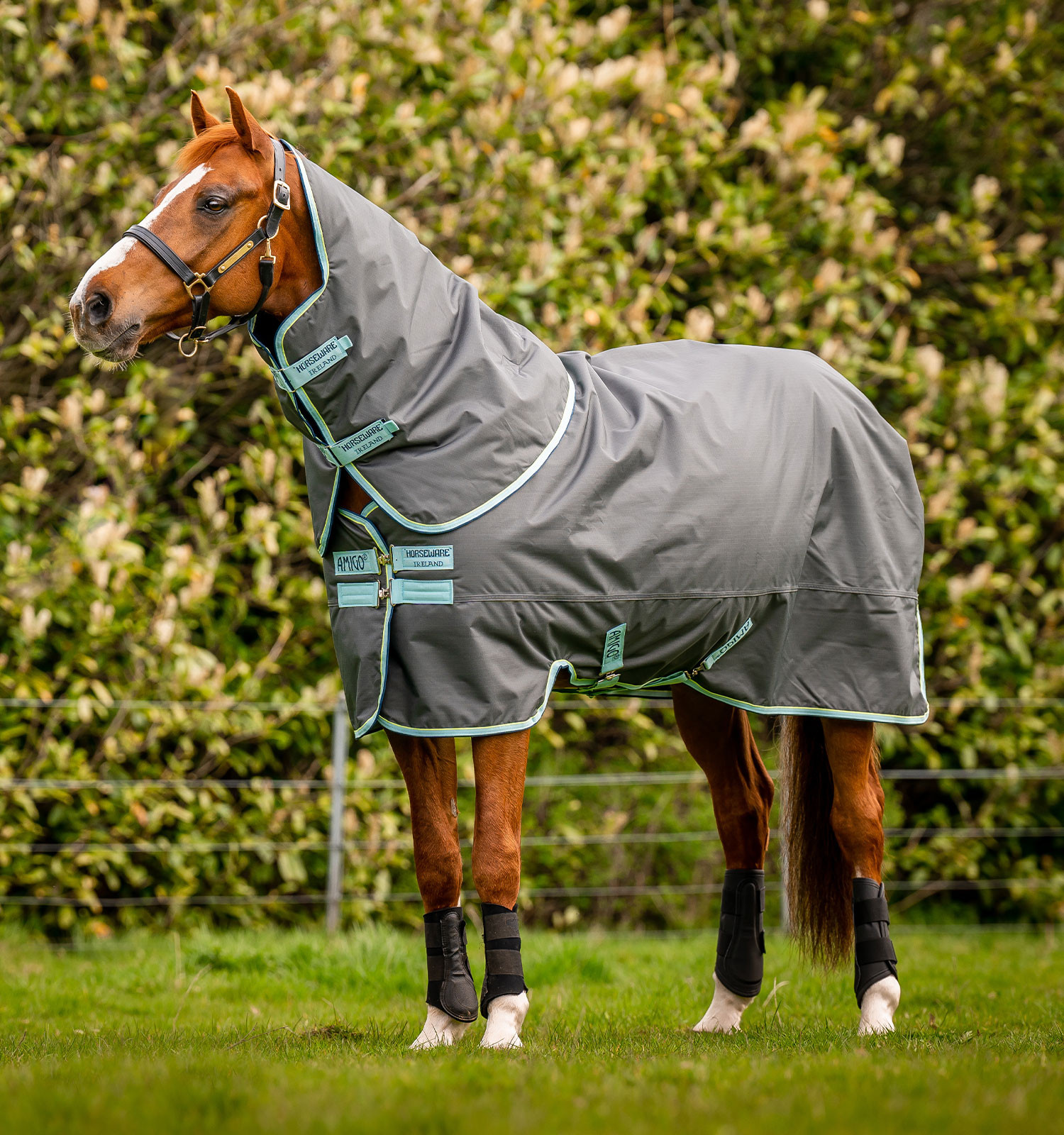 Horseware Amigo Hero Ripstop Plus deken met halsstuk 200g Grijs schaduw / nevel / marine