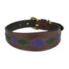 Hondenhalsband Weatherbeeta leer Polo Lurcher - Maron beaufort / roze / blauwgroen