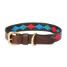 Halsband voor honden Weatherbeeta leer Polo - Kastanjebruin beaufort / smaragd / roze / blauw