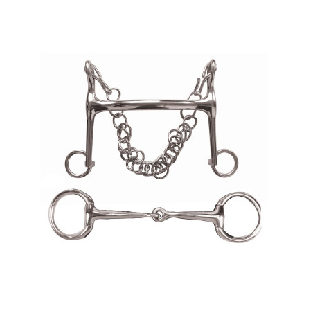 Set dubbelgebroken bit Bradoon en Weymouth Korsteel