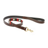 Weerbestendige leren hondenhalsband Polo - Marron cowdray / zwart / rood / wit