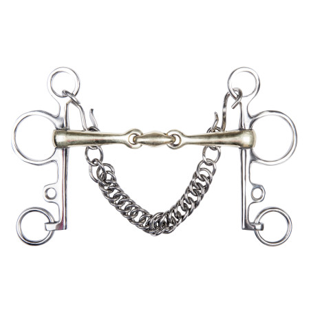 Pelham van nieuwzilver HKM 16 mm, ketting 7 cm