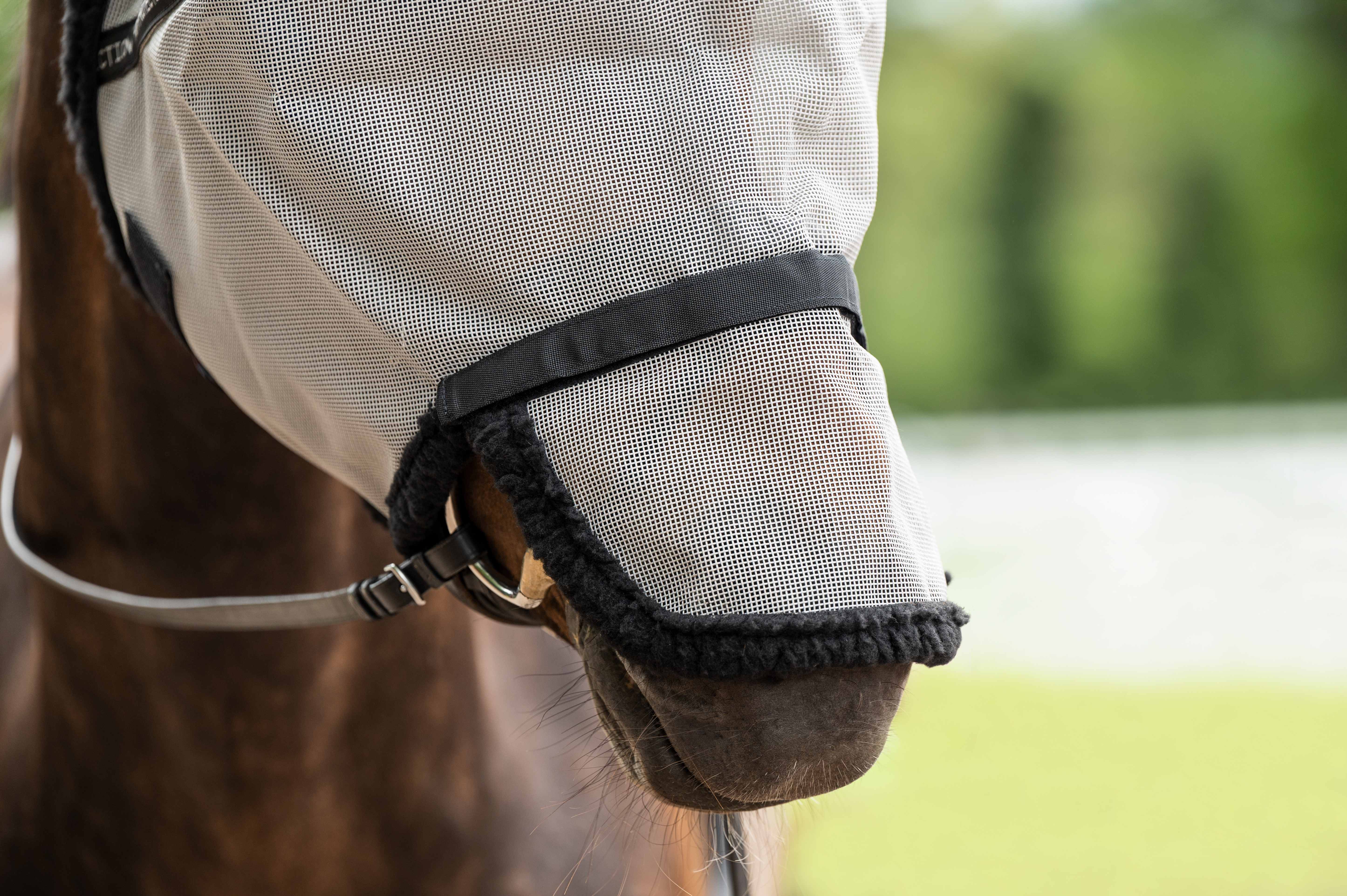 Afneembaar vliegenmasker met neusbescherming HKM Zilver / zwart