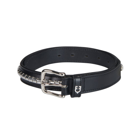 Leren riem met zilverkleurige studs Equestro
