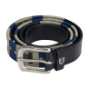 Leren riem met geometrisch patroon Equestro - Zwart / marine / grijs