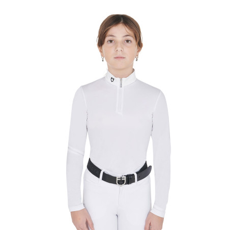 Wedstrijdshirt meisje UV-werend getailleerd lange mouwen met ritssluiting Anahid Equestro