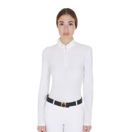 Langarm-Poloshirt aus technischem Fleecestoff Damen Warm+ Equestro
