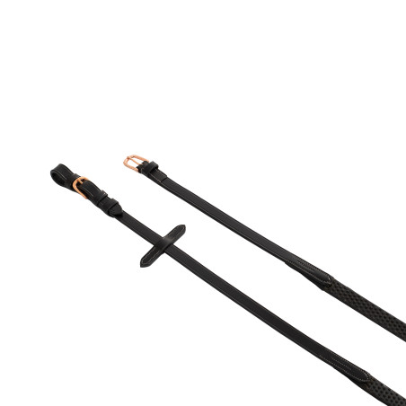 Leren en rubberen teugels Kris met roségouden gespen Equestro