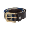 Leren riem met zuidwestmotief Equestro - Bruin / marine / grijs
