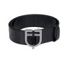 Leren riem met logo en Equestro logogesp. - Zilver / zwart