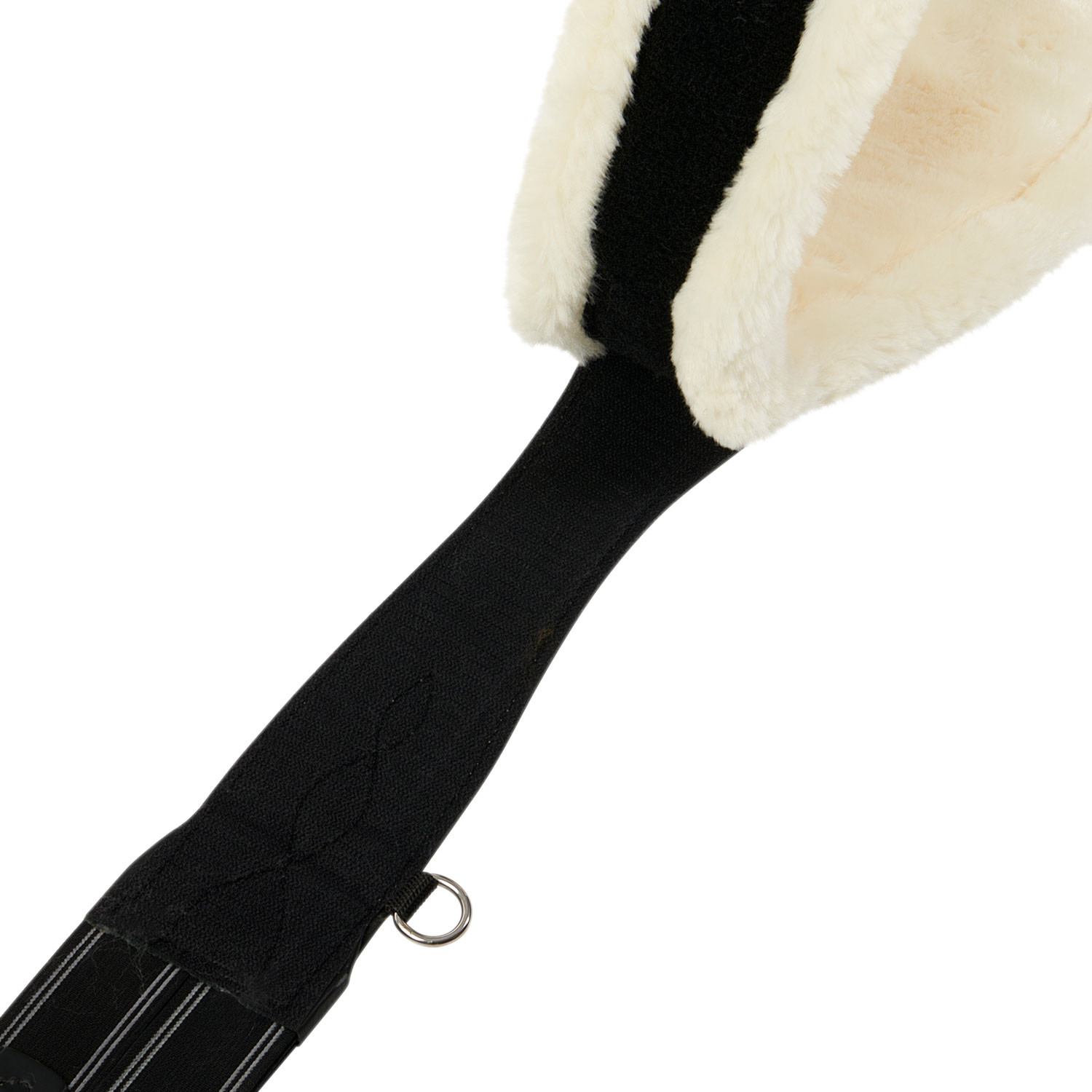 Lederen hindernis-singel met synthetische schapenvacht Alizee Equestro Zwart