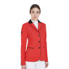 Wedstrijdjas met 3 knopen dames Elegance Equestro - Rood / zwart