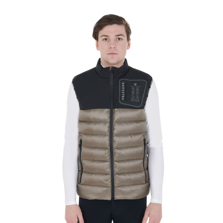 Herenbodywarmer in bimateriaal met siliconen patch Equestro