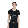 Slim fit dames-T-shirt springen met strass Equestro - Zwart