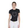 Slim fit dames-T-shirt roze met strass Equestro - Zwart