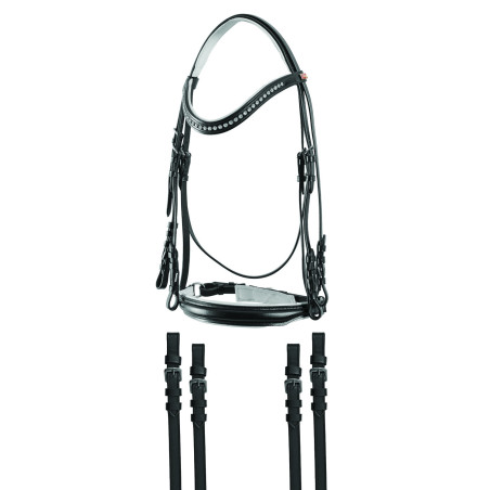 Leren dressuurhoofdstel met stenen JM