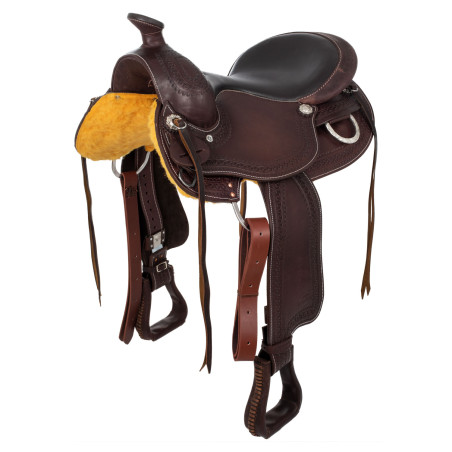 Westernzadel versieringen van roestvrij staal, generfd leer en slangenprint 2817 Denver