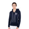 Dames-sweatshirt met frontale rits in interlock Equestro - Marine blazer / wit