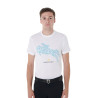 Heren T-shirt van katoen Equestro slim fit met Jump-print - Wit