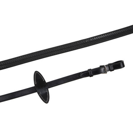 Rubberen teugels zonder gesp gelooid leer