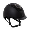 Matte helm met smalle vizier en logo in strass, goedgekeurd volgens EN 1384-2023 Equestro - Zwart / glanzend zwart