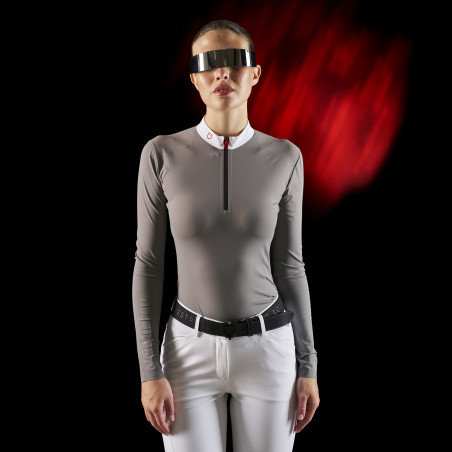 Wedstrijdpolo dames Equestro Ridertechnology met lange mouwen en rits