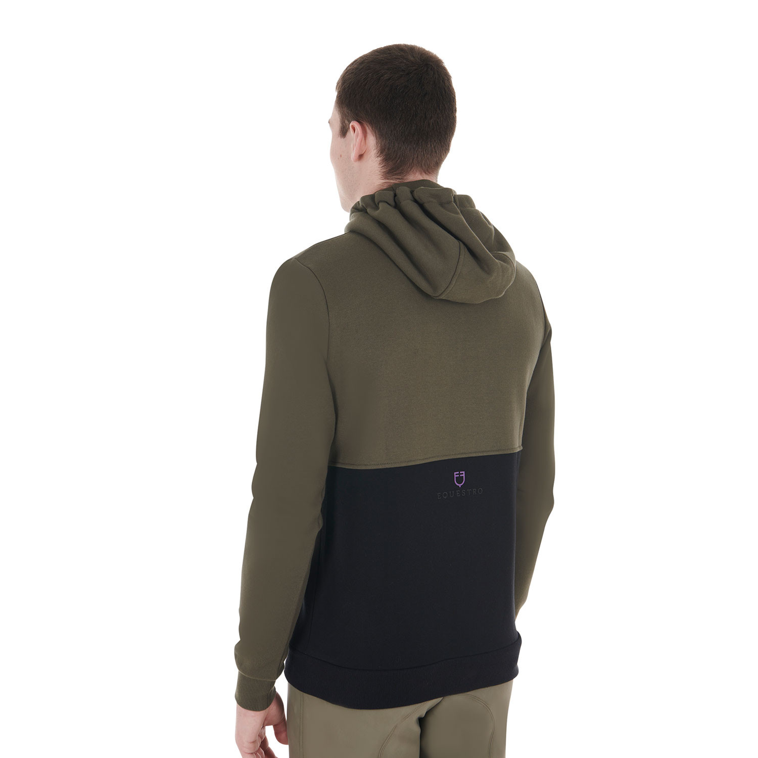 Sweatshirt Equestro met capuchon voor heren met fleecevoering aan de binnenkant Lievergroen