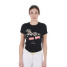 Dames katoenen T-shirt Crazy Horse Equestro - Zwart