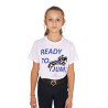 T-shirt Equestro in katoen meisje Ready To Jump - Wit