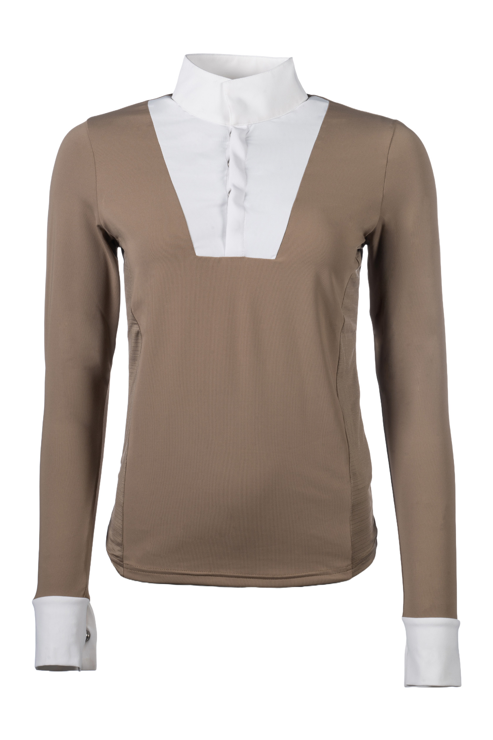 Wedstrijdpolo Virginia lange mouwen dames HKM Taupe Bruin