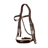 Dy'on collectie hoofdstel dressuur plat leer Lakneusriem Breed Wit Voering - Bruin