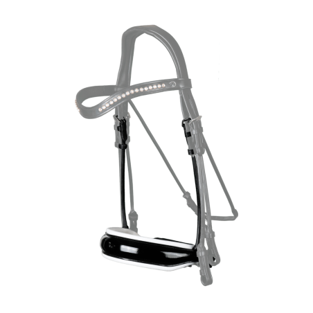 Neusriem Dy'on collectie dressuur rond leder Groot Vernist Met Witte Voering