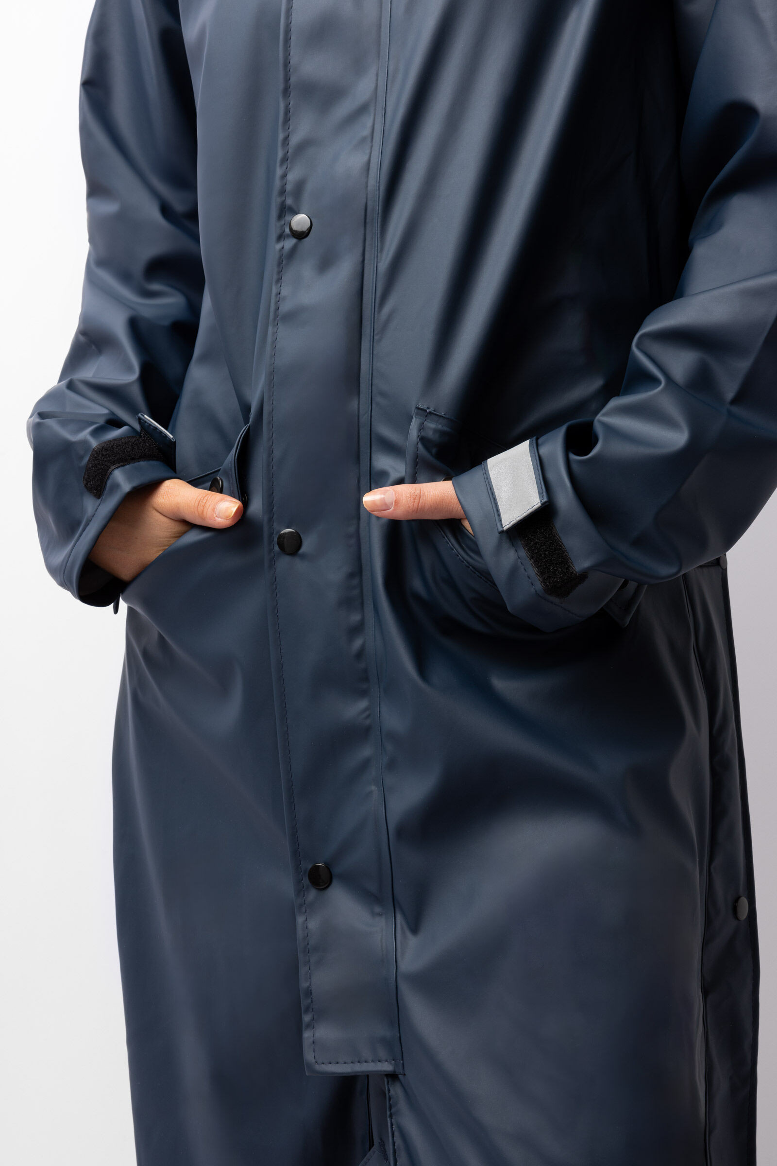 Lange damesregenjas Horze Hazel met splitten Donker marineblauw