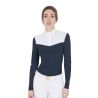 Dames wedstrijdpolo met lange mouwen in technische stof en mesh Equestro - Marineblazer
