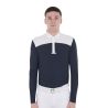 Wedstrijdpolo Heren Lange Mouwen met Knopen Equestro - Wit / marineblauw