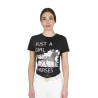 Dames T-shirt van katoen Equestro Horse Lover - Zwart