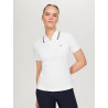 Tommy Hilfiger Equestrian Camden dames polo met rits en korte mouwen - Wit