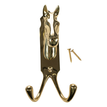 Steun voor paardenhoofd HKM dubbele haak messing