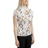 Damespolo met korte mouwen Montar Haily Bridle print - Wit