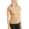 Montar MoElaine dames trainings-T-shirt met korte mouwen en laser uitgesneden logo - Latté