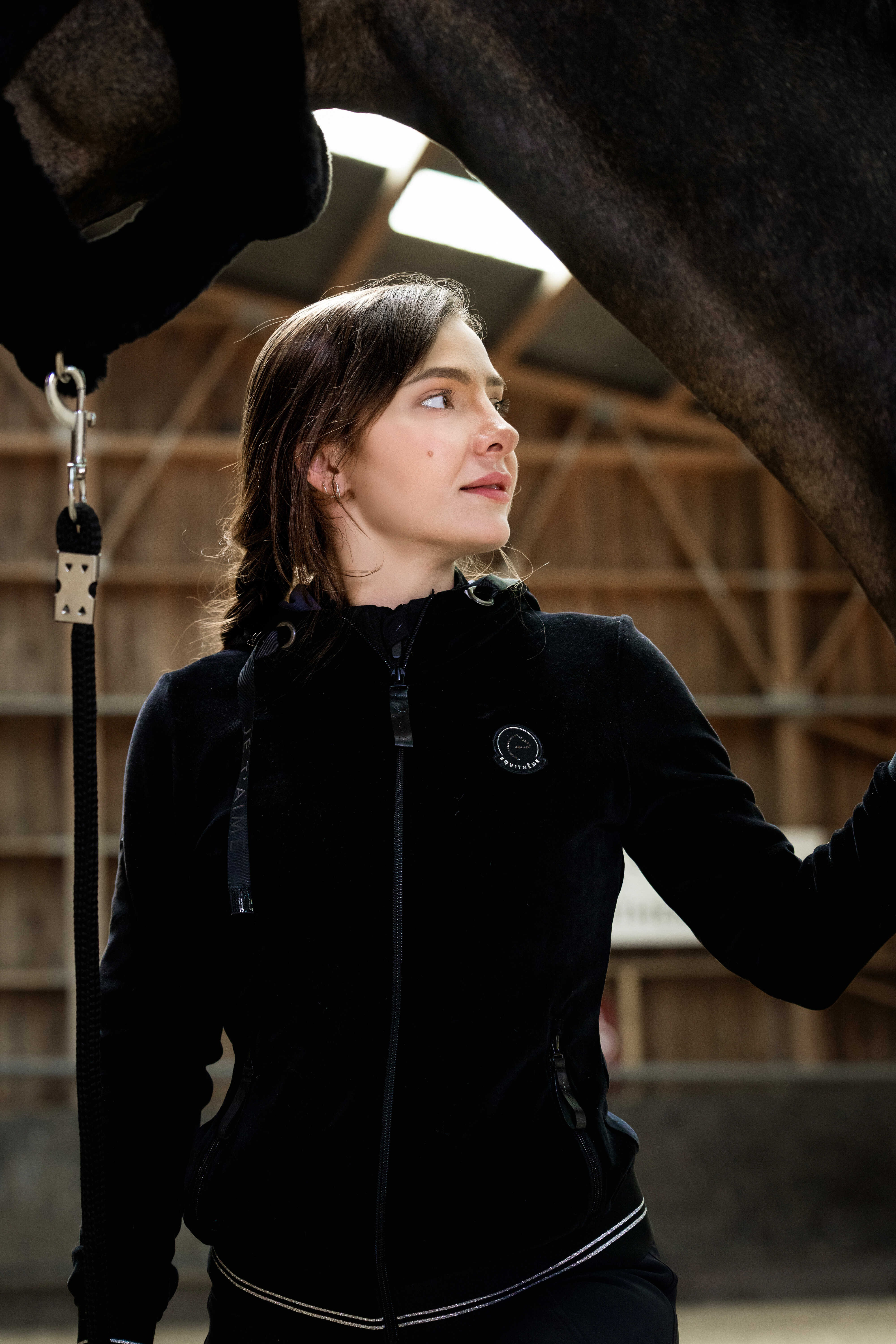 Fleece velours Je t'aime Equithème Coline dames Zwart