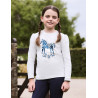 Kinder T-shirt met lange, pofmouwen Dublin Poppy - Wit schimmel / Noordse pony