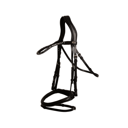 Dy'on hoofdstel met gecombineerde, middelhoge neusriem van soepel leer