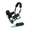 Halster en leadrope Equestrian Stockholm met bont - Olijfgroen donkerder