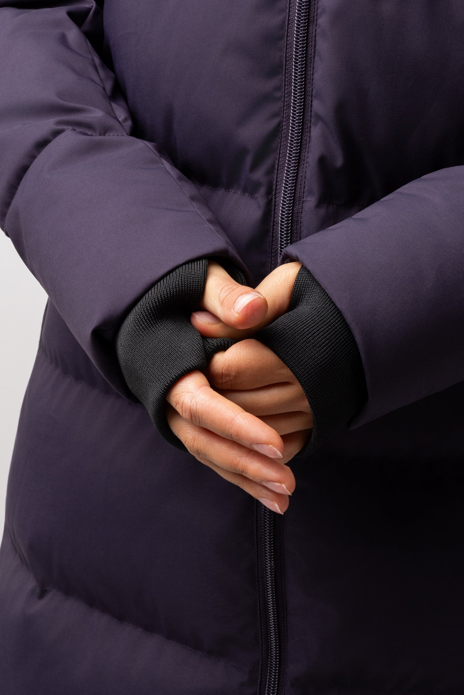 Lange gewatteerde damesjas Paloma Horze Zwart kaviaar