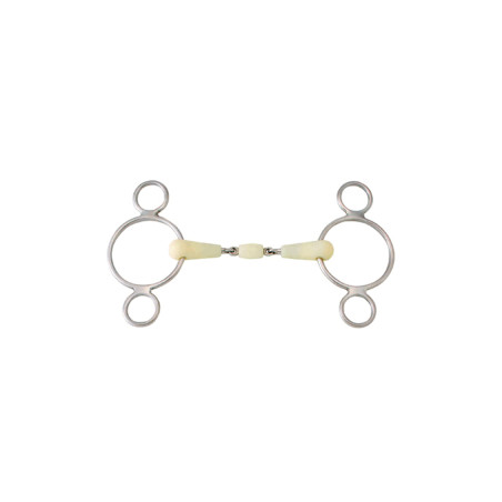 Happy Mouth 3-ringen gagbit met dubbel gebroken mondstuk