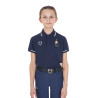 Unisex kinderpoloshirt Equestro x FISE van technische stof met korte mouwen - Marineblazer